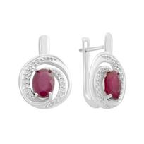Sidabriniai auskarai su natūraliu rubinu 4,124 ct, cirkoniais (2165255) rubino raudonumo spalva