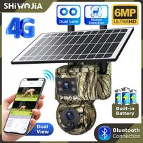 SHIWOJIA 3K 6MP 4G/WIFI kamera Saulės energija lauko dvigubi ekranai dvigubi objektyvai 360° vaizdas Gyvūnų stebėjimas Gyvūnų aptikimo apsaugos kamera Only WiFi Version Camera