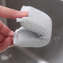 Magic Steel Wire Sponge Wipe Non-stick Oil Brush Reusable Double Sided Cleaning Cloth Kitchen Dishcloth Scouring Pad Rags Towels 1pcs white