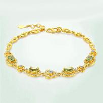 Gold Plated Bracelet Women's Peridot Jewelry 24K Sand Gold Fashion Jewelry beige