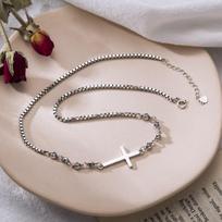 925 Sterling Silver Handmade Cross Pendant Thai Silver Necklace for Women Men Splicing Chain Necklace Jewelry S-N651 39m add 5cm
