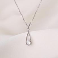 925 Sterling Silver Waterdrop Pendant Necklace for Women Cubic Zircon Clavicle Chain Necklaces Party Jewelry New white