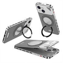 Magnetinis 360° besisukantis stovas Telefono dėklas iPhone 14 15 13 Pro Max Metalinis Odinis Užsegamas Keturių Kampų Apsaugos nuo kritimo Telefono dėklas For IPhone 13 Promax black