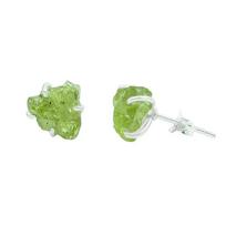 Peridot Rough Gemstone Handmade Earring Sterling Silver Gemstone Stud Earrings green