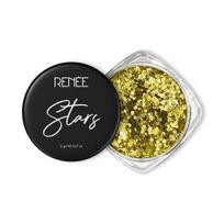 RENEE Stars veido ir kūno blizgučiai – Gold 5 Gm – saugus, nekenksmingas odai, be žiaurumo, šviesą atspindintis blizgesys, ilgai išliekantis ir pašalinamas beige