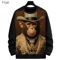 Apvalaus kaklo „Gorilla Monkey“ modelio gobtuvas Vyriški 3D skaitmenine spauda ilgomis rankovėmis megztinis Kasdieniai sportiniai megztiniai drabužiai S