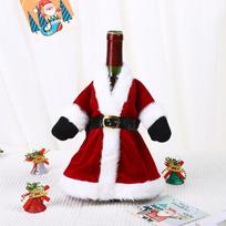 Kalėdinis vyno butelių rinkinys Velvetinė suknelė Vyno butelio uždangalas Rankovė Kalėdos Naujieji metai Vakarienės stalo dekoras Navidad 2023 Vakarėlio dekoracijos brown