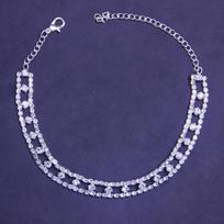 Vintažinis krištolinis teniso kulkšnies apyrankės papuošalas kojai moterims, kvadratinis pakabukas, pėdų apyrankė 27cm gray