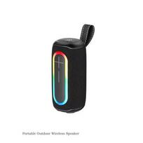 Spalvingas RGB šviesos efekto „Bluetooth“ garsiakalbis, nešiojamas lauke su „Lanyard“ žemųjų dažnių garsiakalbio garso sistema juoda