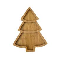 Christmas Tree Shaped Tray Wooden Charcuterie Dessert Boards Steak Dinner Plate Safe Easy to Clean Serving Platter for Parties Events 3Grids
