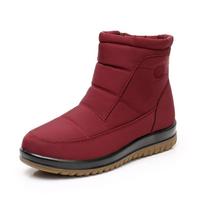 Thickened Velvet Warm Waterproof Medium Tube Snow Boots Women's Non-slip Flat Short Boots Cotton Shoes 35 raudona
