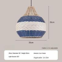 Rotango Pakabinami Šviestuvai Kūrybingas Spalvų Derinimas Rotango Lempa Kinų Stiliaus Šviestuvas Valgomajam Restoranui Pakabinamas Šviestuvas Dia-35cm gray