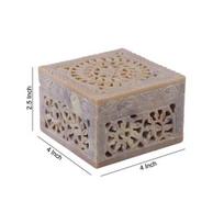 10.16cm Soapstone Jewelry Box Marble Carving For Women Jewelry Box