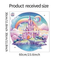 Animacinis akvarelinis pasakų pilis, dažyta, vaikų miegamojo sienų puošybos lipdukai 30*60CM*2PCS/fun-b21