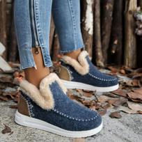 Roman Botas Fashion Catwalk Warm and Comfortable Plus Velvet Casual Short Boots Winter/autumn Round Toe Women's New Snow Boots 36 mėlyna