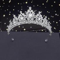 Keli stiliai Prabangi Vestuvinė Karūna Karališkos Karalienės Nuotakos Tiara Plaukų Papuošalai Grožio Konkurso Galvos Aksesuarai Mergaitės Nuotakos Galvos Apdangalas gray
