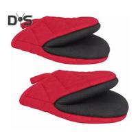 2Pcs Heat Resistant Oven Mitts with Hanging Loop Non-Slip Grip Baking Gloves Kitchen Oven Mitts for Grilling Cooking raudona