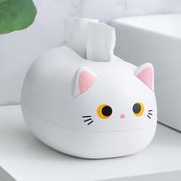 Kačių audinių dėžutė Miela kačių servetėlių dėžutė Kawaii kačių servetėlių laikiklis kačių miela servetėlių dėžutė automobiliui namuose Vonios kambarys Virtuvė Biuras One Size balta