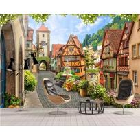 3D nuotraukų dekoratyvinė tapetai Italijos miesto gatvės peizažai Svetainės miegamojo viešbučio tapetai 200 cm(W) x 140 cm(H) beige
