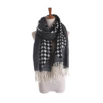 Spring and Autumn Korean version of female tide shawl, sun protection wool warmth geometric rhombus double-sided can be worn thickened scarf winter 190*60cm juoda
