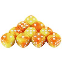Mišrios spalvos efektas 12 mm D6 kubas žaidimui azartiniais lošimais, stalo žaidimas, stalo žaidimas, žaidimai pokerio kauliukai orange yellow