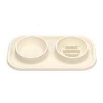 Easy To Clean Silicone Double Dog Bowl Slow Feeding Anti-Choke Food Water Feeder Pet A pilka