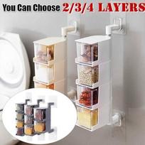 2/3/4 Layers Creative Rotary prieskonių dėžutė Maisto laikymo prieskonių dėžutė Stalčiaus tipas Prieskonių puodo komplektas 2 layers balta