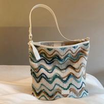 Sea Salt Wave Water Bucket Bag for Women's  New Woven Bag Large Capacity Casual Shoulder Bag brown