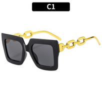 New fashion big box ladies sunglasses chain leg online celebrity sunglasses advanced sunglasses. as shown gray