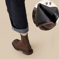 Britanija Retro kvadratiniai batai ant kulkšnies Prabangūs madingi Chelsea batai Nauji žemakulniai platforminiai moteriški batai Botas De Mujer 35 black