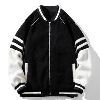 Men's new winter lamb velvet Hong Kong style splicing baseball uniforms for men and women loose couple ins jackets jacket students S
