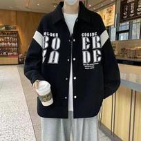Versatile Hong Kong Style Trendy Ins Short Lapel Contrast Shirt Jacket for Teenagers Loose and Casual M