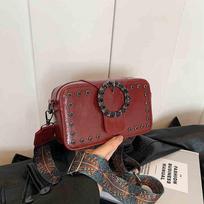 Retro Premium Rivet Style Crossbody Bag For Women New Trendy Fashion Small Square Bag Casual Versatile Solid Color Shoulder Bag gray