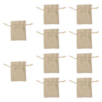 10 Pieces Burlap Drawstring Bag Favor Sacks Gift Bags with Birthday 17cmx23cm