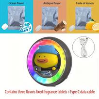 RGB LED Car Air Freshener with Music Sync - 3 Premium Scents (Ocean, Cologne, Lemon) + Type-C Cable Duck gray