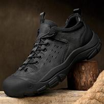 FashionNon Slip Treking Footwear Man Outdoor Sneakers All-match Walking Trainers Travel Climbing Shoes Vintage Style Men Hiking Shoes 39 tamsiai pilka spalva