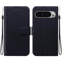 Prabangus itin plonas odinis dėklas Google Pixel 9A/8A/Pixel 7A/Pixel 9/Pixel 6 6A, magnetinis atverčiamas dangtelis Google Pixel 5 5A Pro telefonui, piniginės dėklas Google Pixel 5 juoda