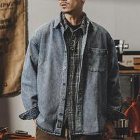 Jay Leno Ji Tide Brand Long Sleeve Shirt Jacket Men'S Loose American Heavy Washed Denim Jacket Men'S Autumn Clothing M mėlyna