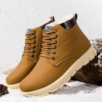Fashion Men Boots Warm Fur Snow Boots For  Boots Leather Winter Shoes Men Ankle Boots Men Winter Footwear Winter Mens Shoe Booties 10 geltona