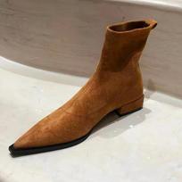 Madingi moteriški zomšiniai ankle boots su kulniukais Batai Madingi Seksualūs Smailianosiai Batai Moterų Trend Sniego Batai Elegantiški Laisvalaikio Suknelė Goth Moteris Batai 35 ruda
