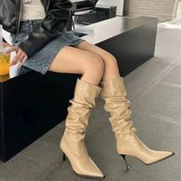 Mada Smailianosės Moteriškos Aukštakulnės Ilgaaulės Mados Elegantiški Šokių Vakarėlio Išleistuvių Batai Seksualūs Moteriški Modernūs Ilgi Aulinukai Moteriški Batai 35 chaki