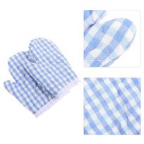 2 Pcs Anti Scald Gloves Microwave Mini Oven Kitchen Mitts for Kids Accessories Blue white