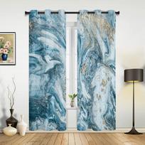Marmuro Mėlynos ir Auksinės Abstrakčios Modernios Blackout Užuolaidos Svetainei Miegamajam Didelio Tamsinimo Užuolaida Virtuvei Stori Blackout Užuolaidos W55 X H120cm X 2&Grommet Top gray
