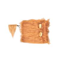 Dog Lion Mane with Ears Adjustable Pet Lion Wig Brown Lion Mane Tail Costume for Medium To Large Dogs 19-28 Inches Neck Size ruda