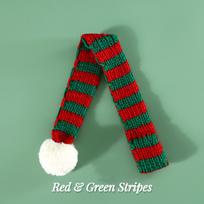 Knitted Striped Pet Christmas Scarf For Cats, Dogs, Rabbits, Wool Ball, Thickened Warm Scarf red