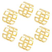 6pcs Alloy Square Hollow Napkin Rings Dinner Gold Silver Color Napkin Holder Towel Serviette Tableware Ring Buckle Table Decor sidabras