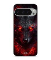 Coque - MANIACASE - Google Pixel 9 Pro - Souple - Noir - Loup noir feu rouge juoda