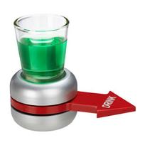 Relaxdays Drinking game Spin the shot, rotating, red arrow, 2 cl shot glass, Fun evening activity, grey raudona