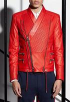 New Leather Fancy Men Jacket Motorcycle Festive Stylish Halloween Lambskin Red Handmade XS raudona
