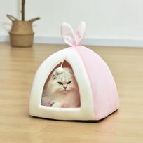 Cute Cats Dogs House Stuffed Plush Pets House PP Cotton Puppy Sleeping Nest Half-Closed Home Puppy Pet Products Supplies S gray